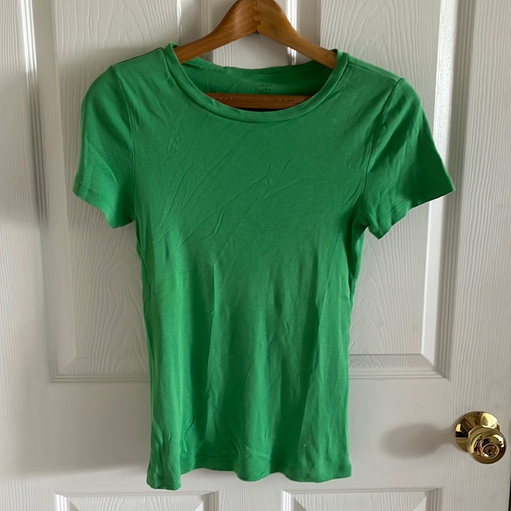 J. Crew Green Fitted Tee Short Sleeve 100% Cotton Size Medium